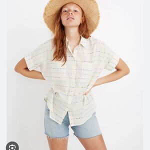 Striped Courier Button-Up Women's Top